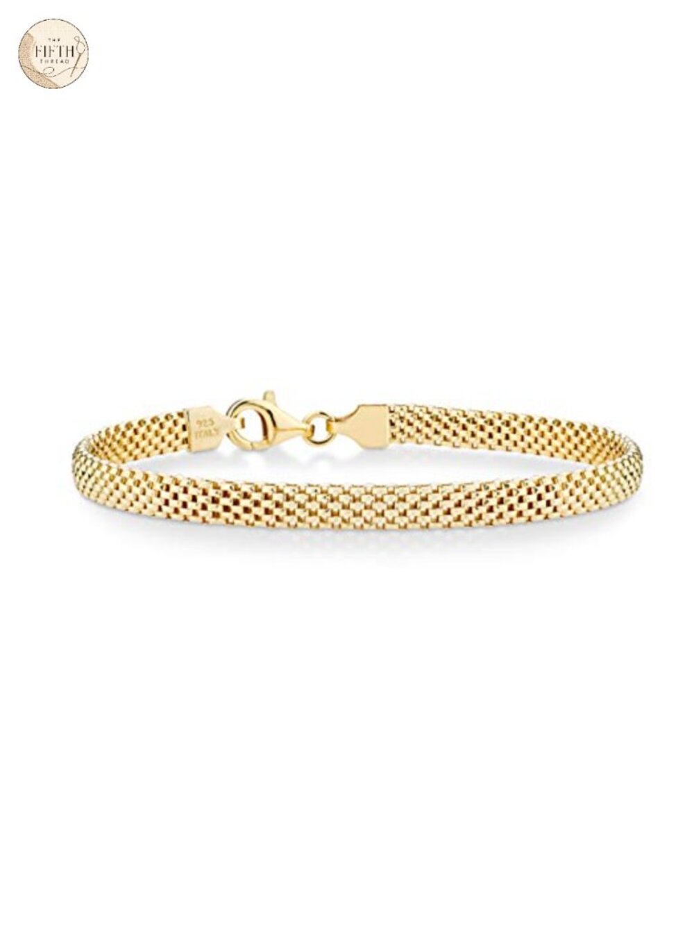 18K Gold Plated 925 Sterling Silver Mesh Bracelet Italian 5mm Chain